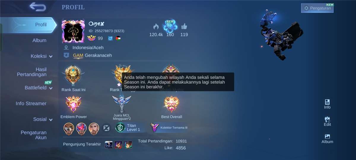 Penjualan akun permainan Mobile Legends