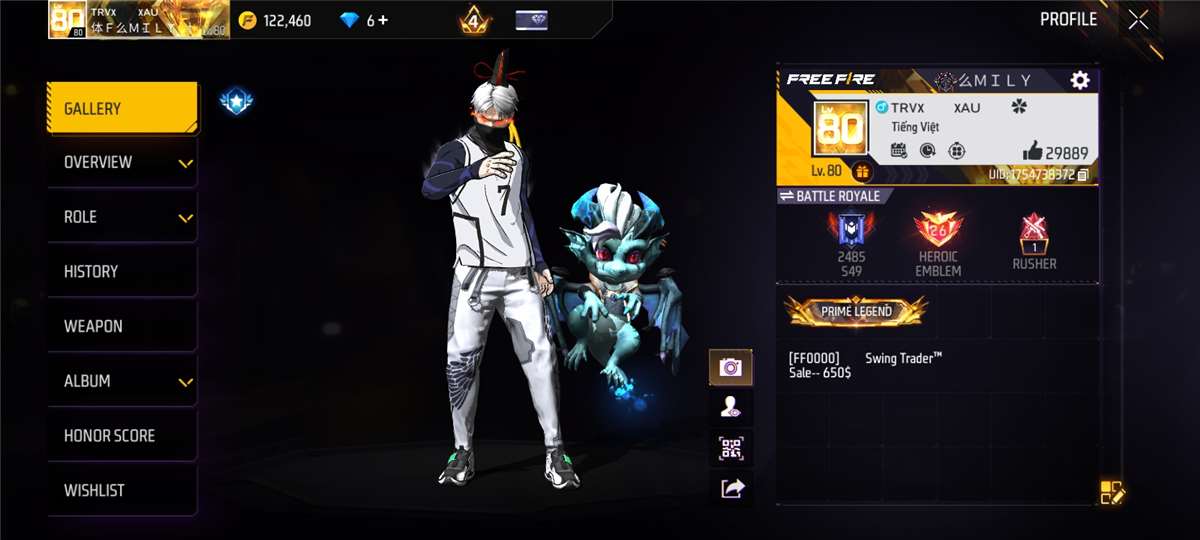 Game account sale Free Fire