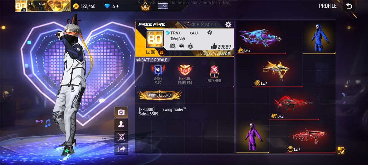 Game account sale Free Fire