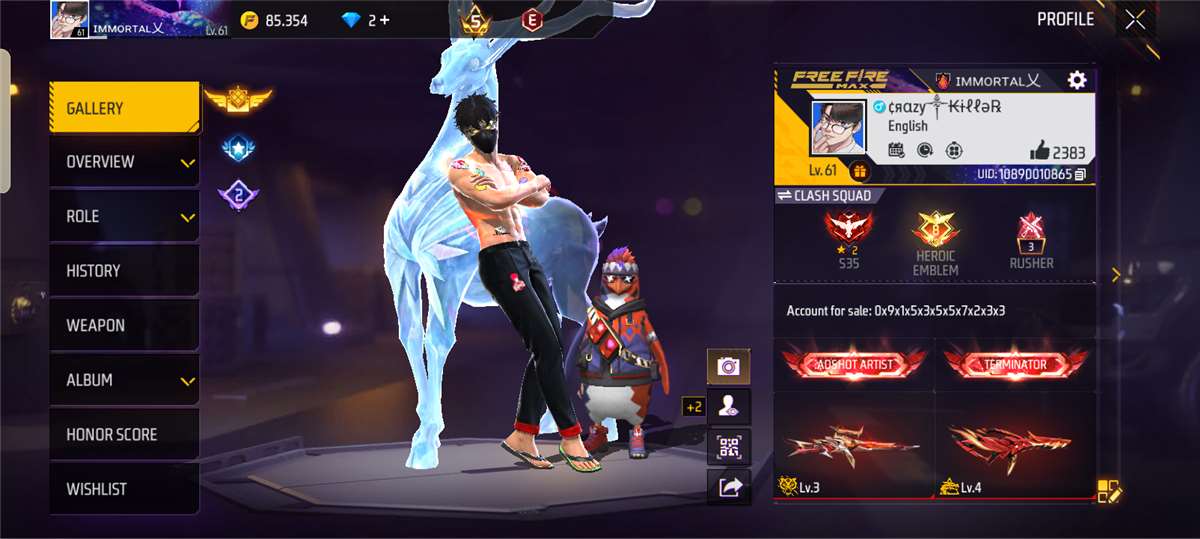 Game account sale Free Fire