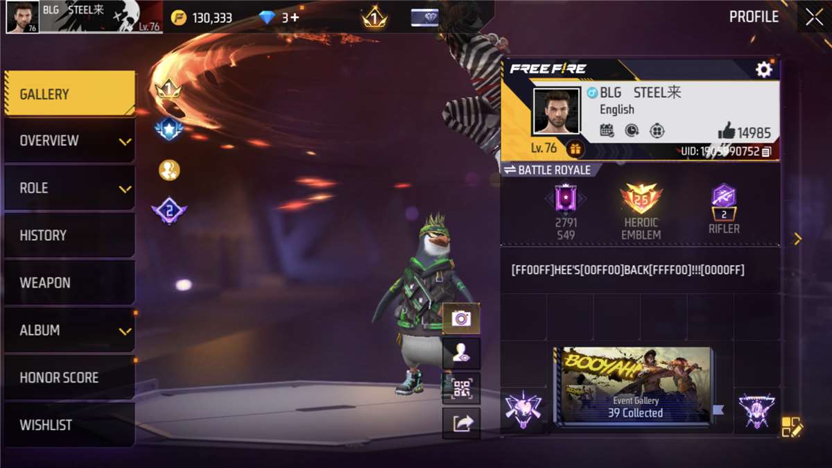 Game account sale Free Fire