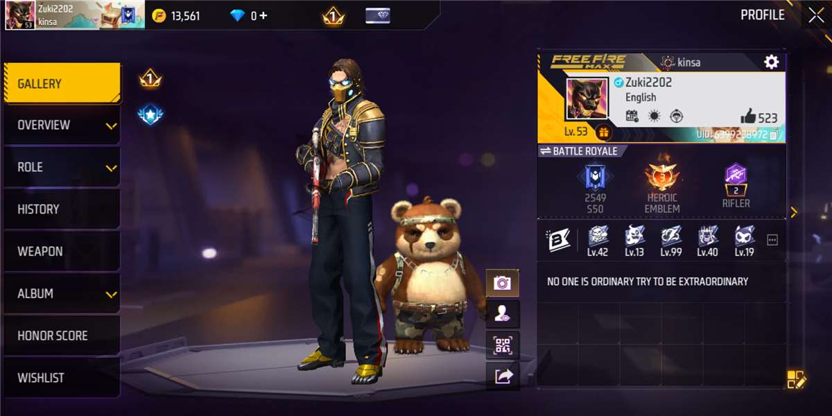 Game account sale Free Fire