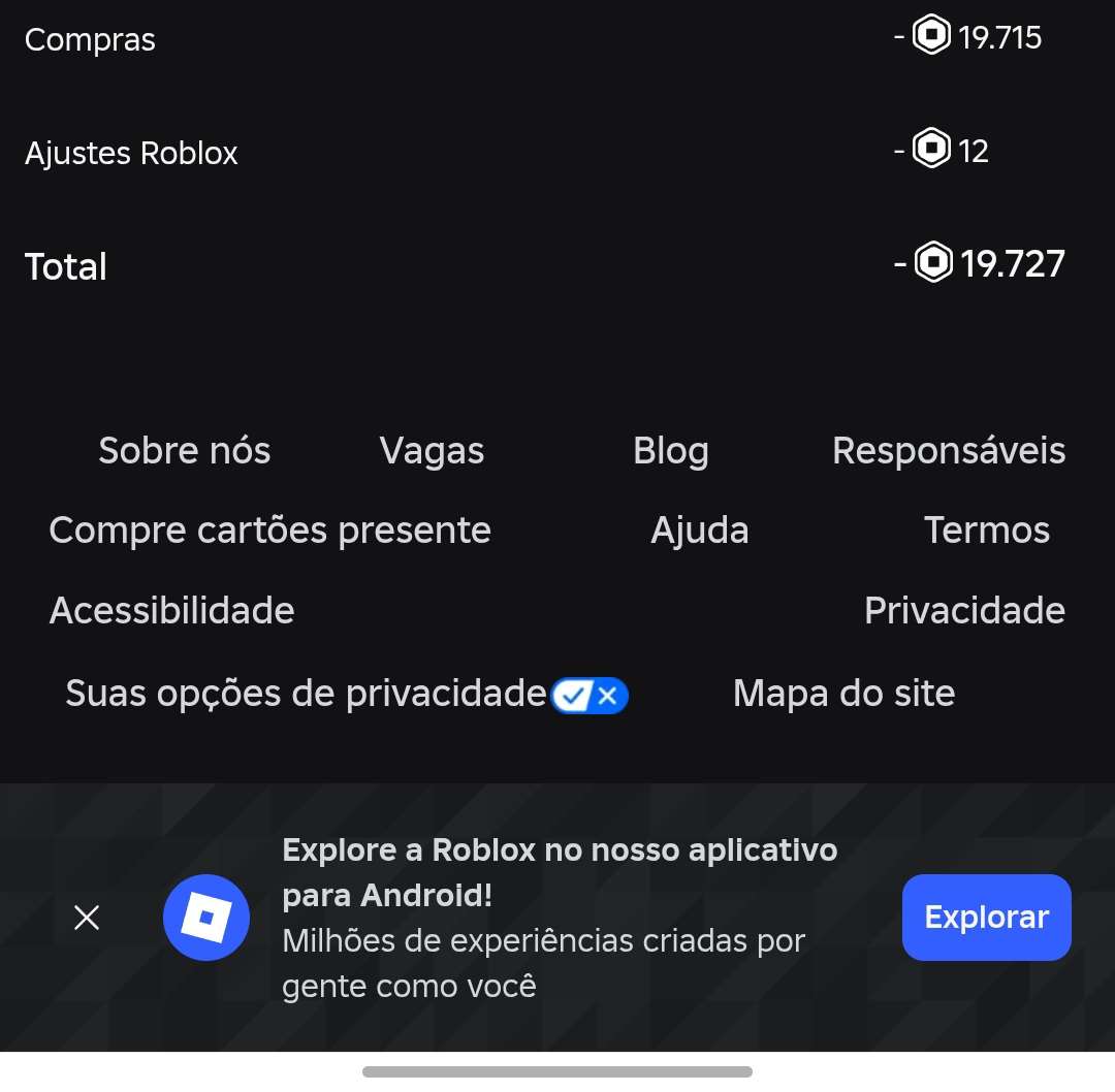 Venda de conta de jogo Roblox