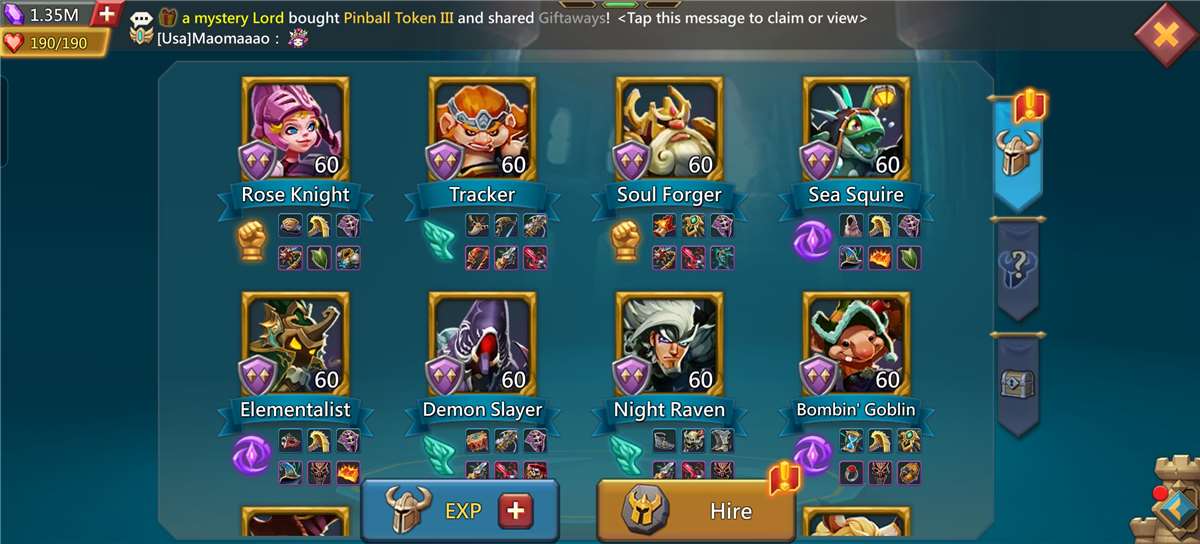 Game account sale Lords Mobile