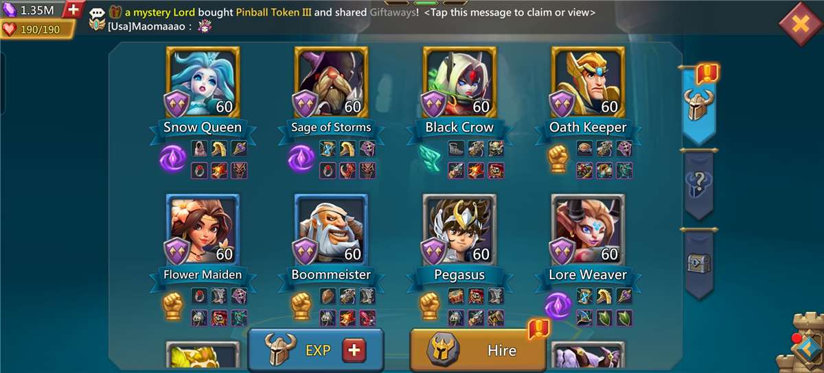 Game account sale Lords Mobile