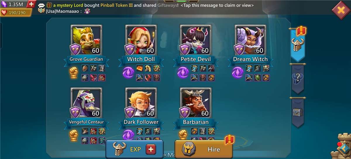 Game account sale Lords Mobile