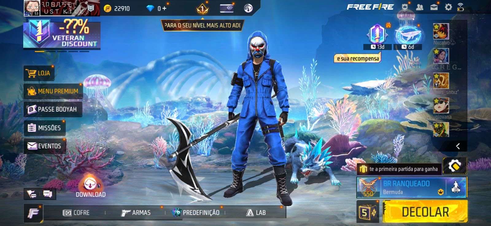 Venda de conta de jogo Free Fire