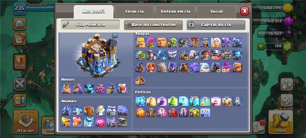 Venda de conta de jogo Clash of Clans
