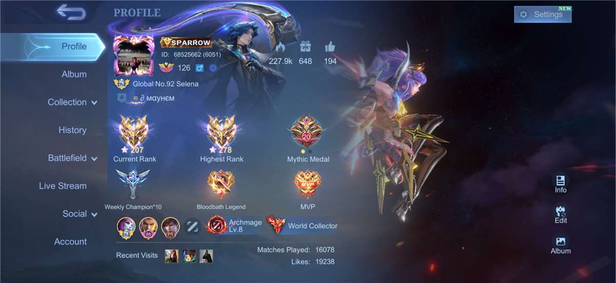 Game account sale Mobile Legends