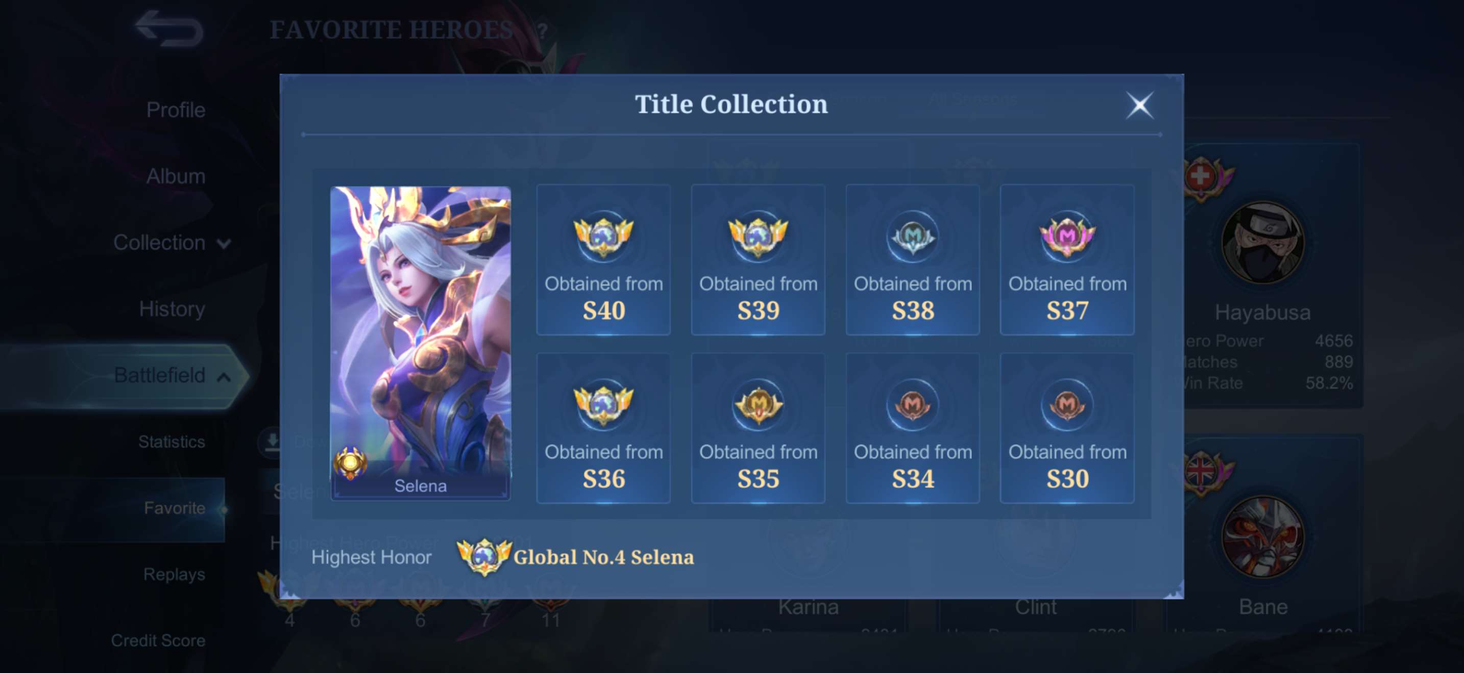 Game account sale Mobile Legends