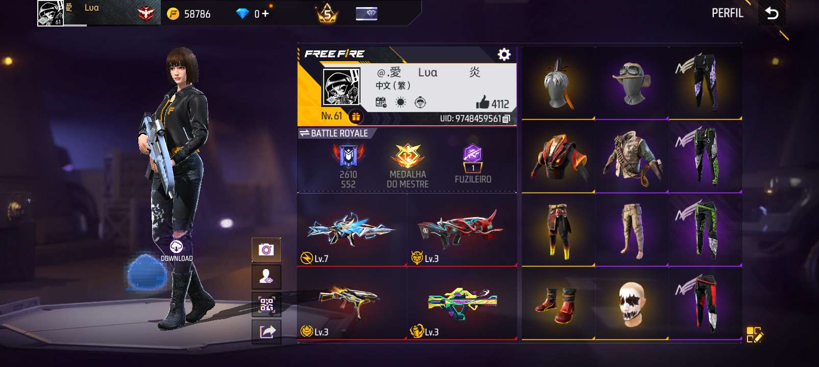 Venda de conta de jogo Free Fire