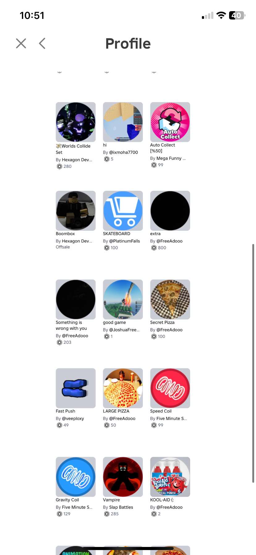 Game account sale Roblox