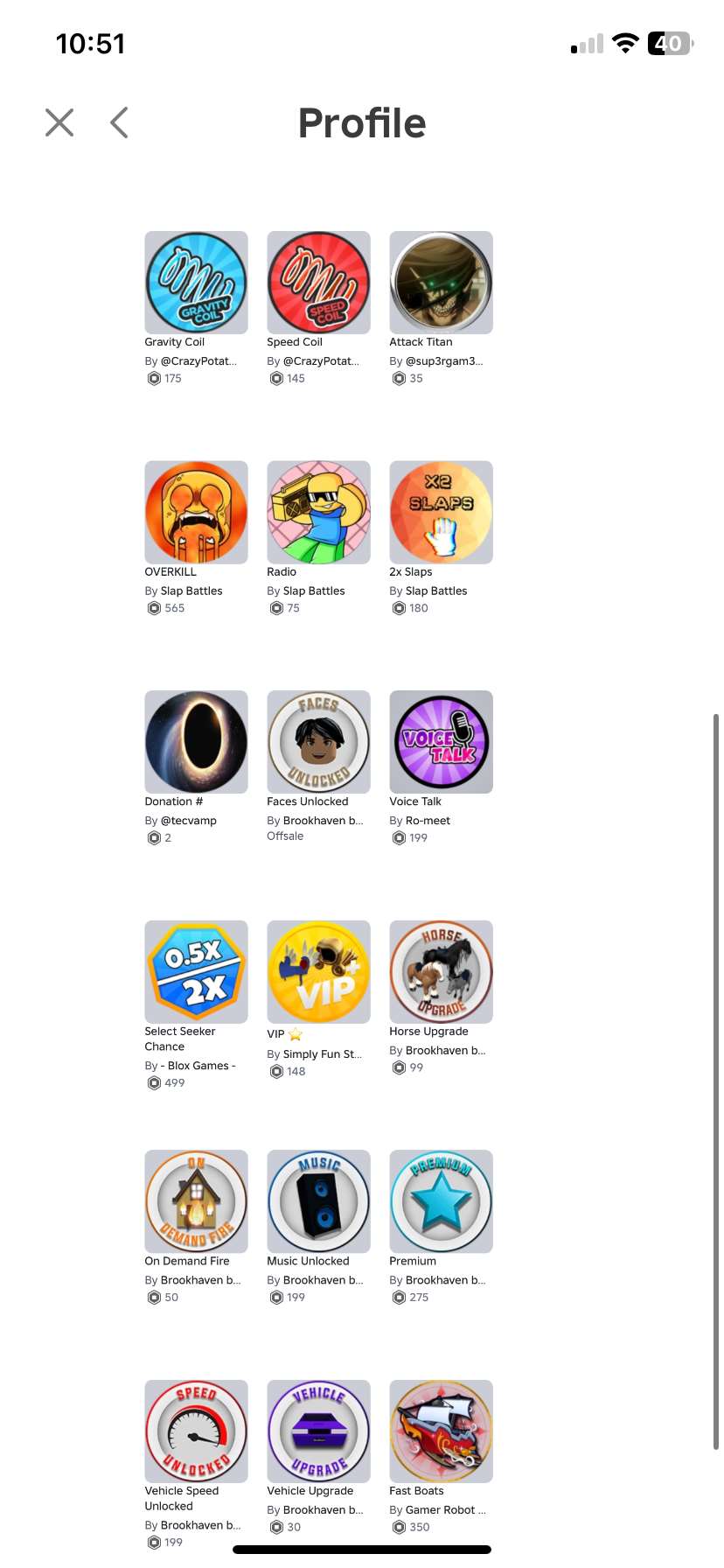 Game account sale Roblox