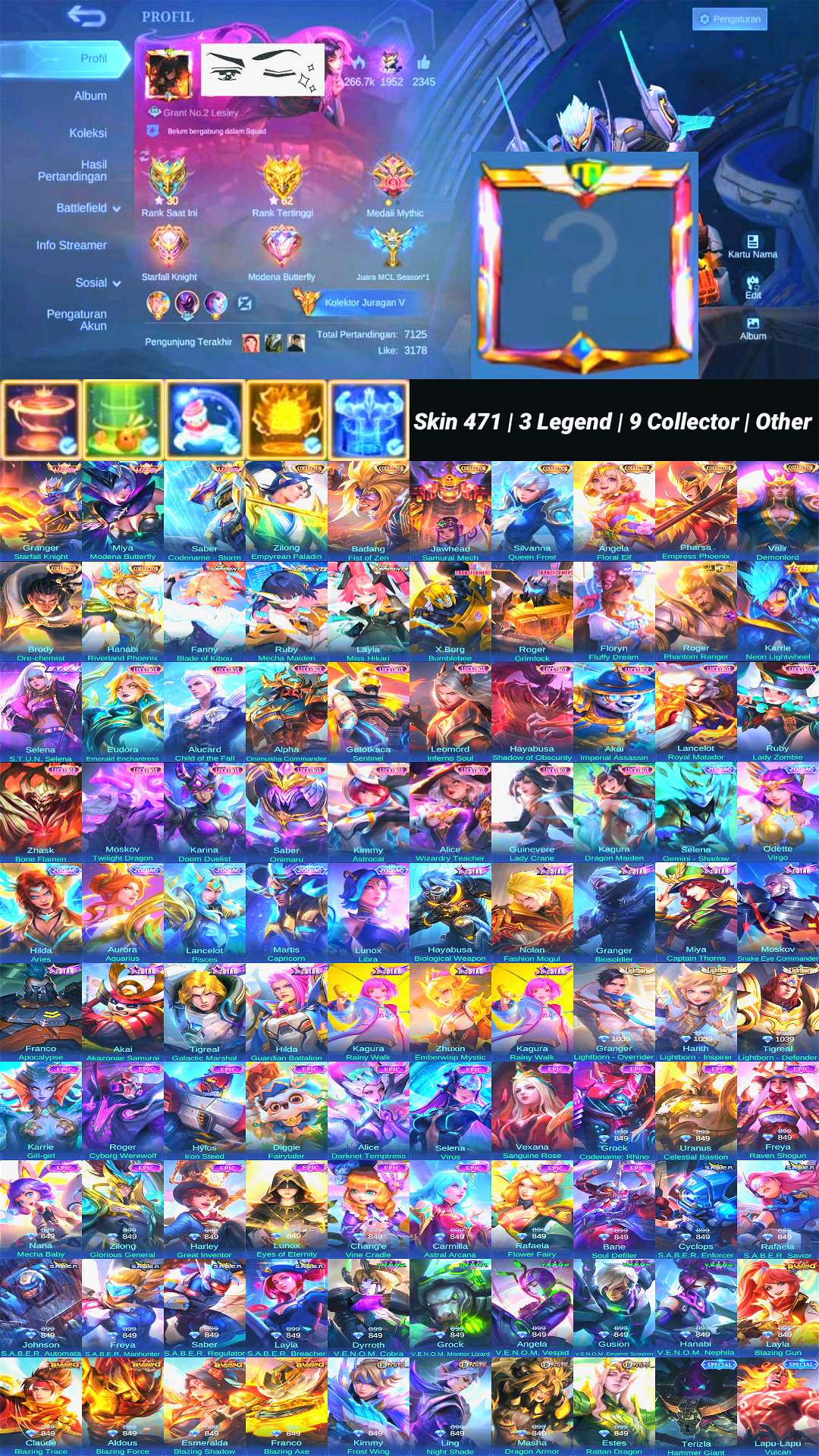 Game account sale Mobile Legends