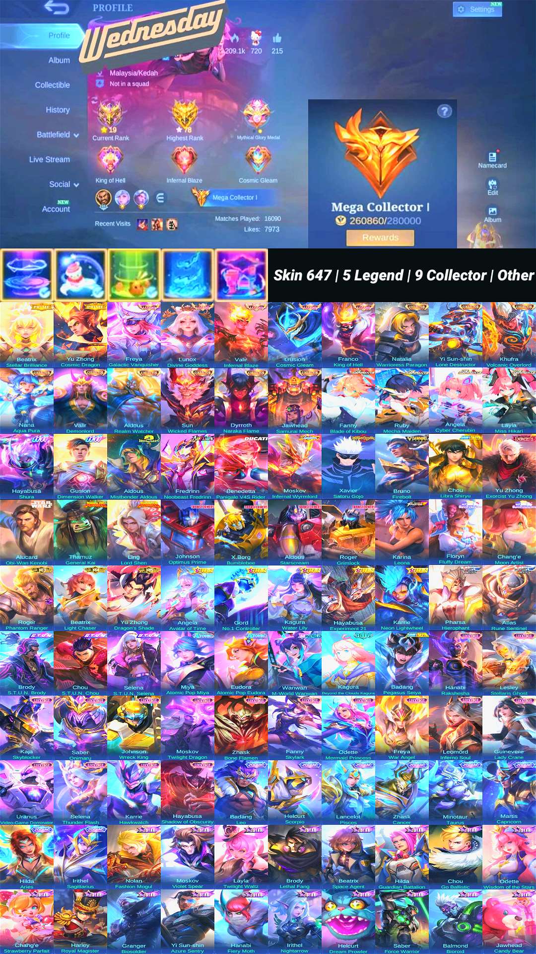 Game account sale Mobile Legends