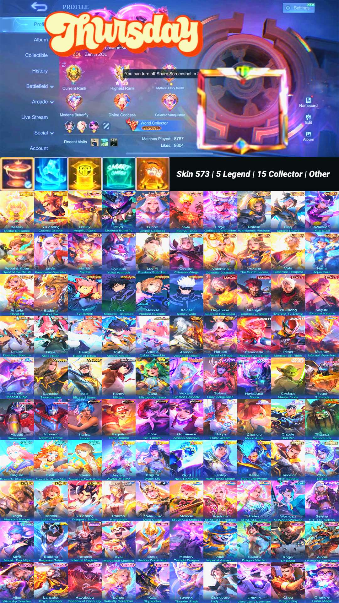 Game account sale Mobile Legends