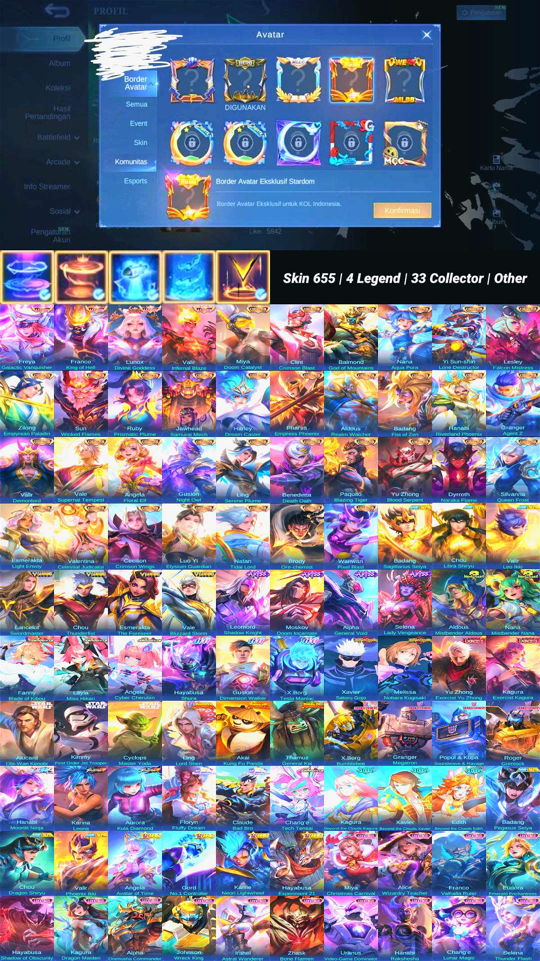 Game account sale Mobile Legends