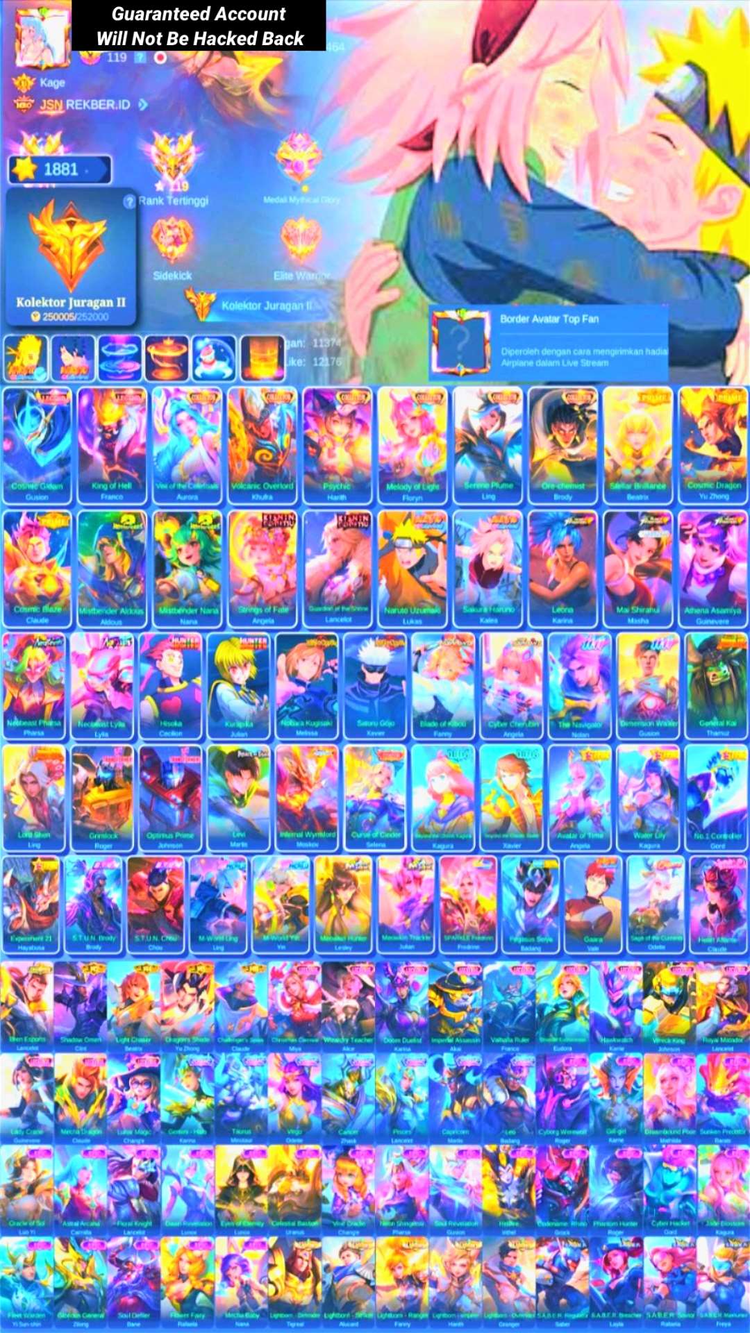 Game account sale Mobile Legends