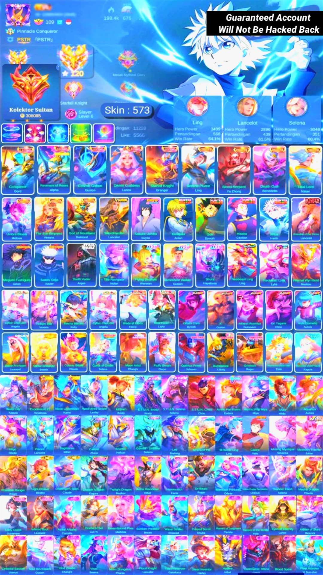 Game account sale Mobile Legends