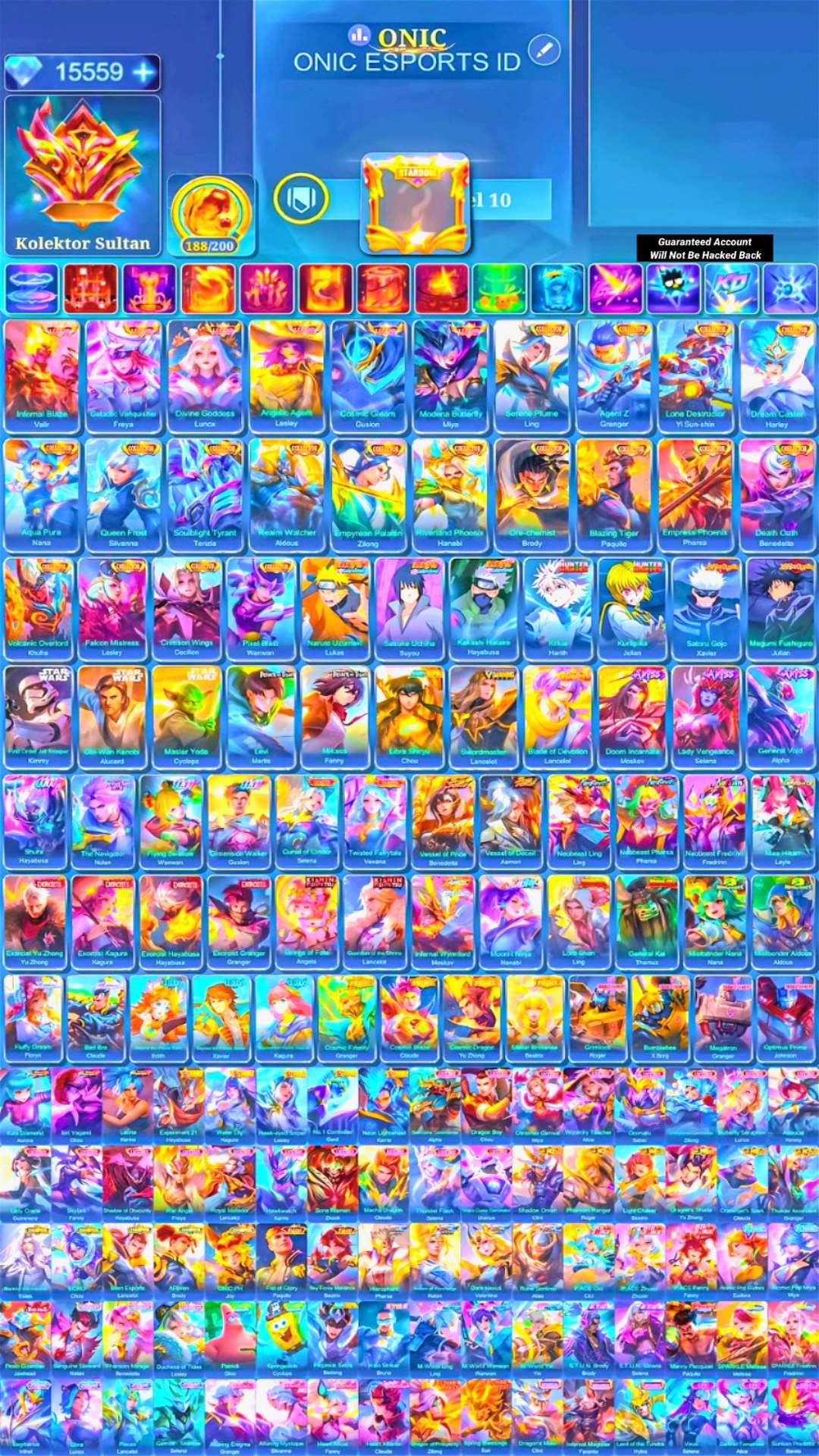 Game account sale Mobile Legends