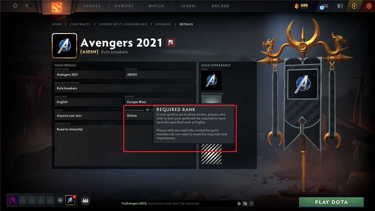 Game account sale Dota 2