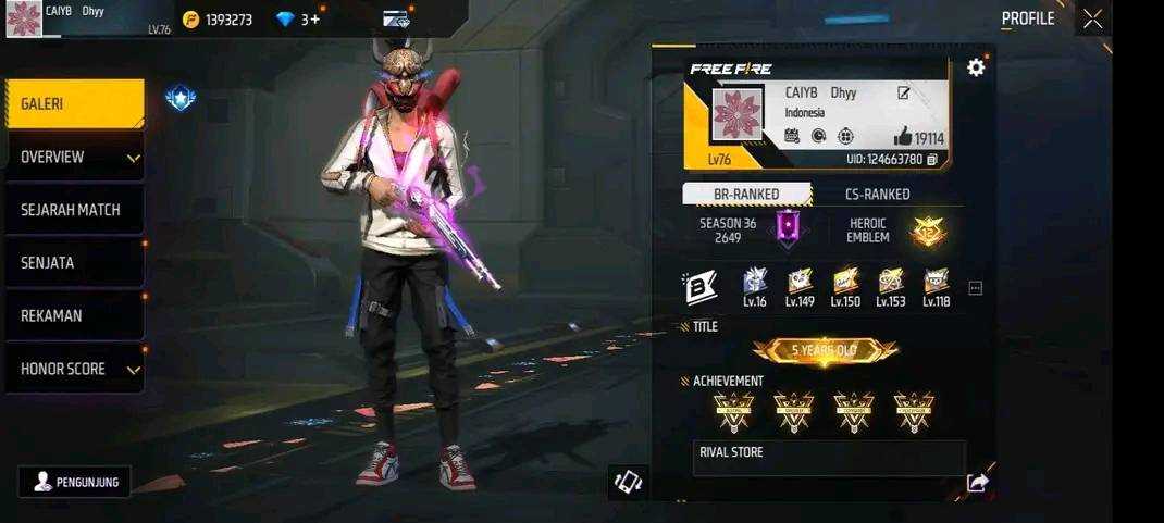 Penjualan akun permainan Free Fire