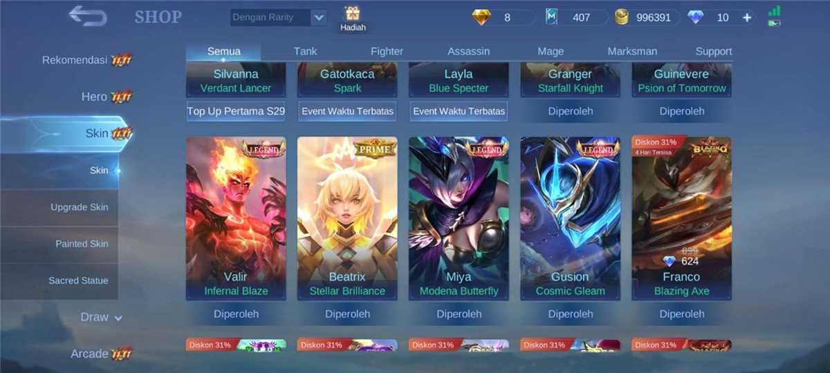 Penjualan akun permainan Mobile Legends