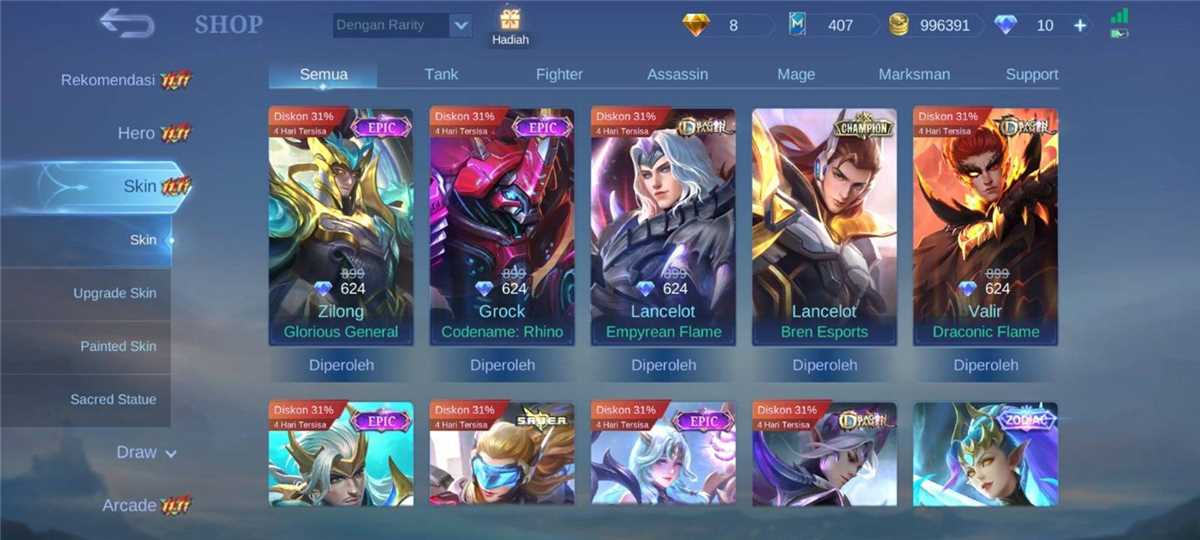 Penjualan akun permainan Mobile Legends