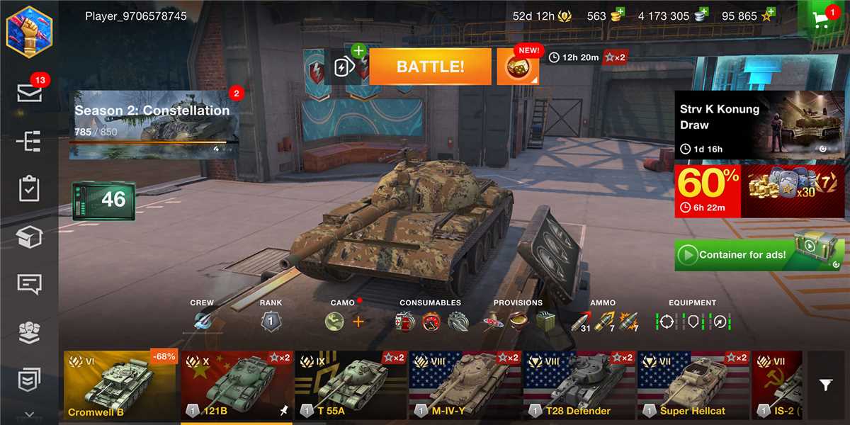 Penjualan akun permainan World of Tanks Blitz