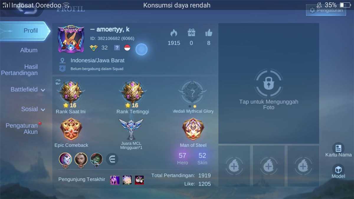 Penjualan akun permainan Mobile Legends