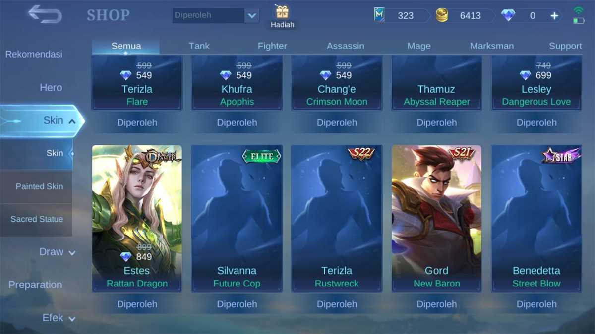 Penjualan akun permainan Mobile Legends