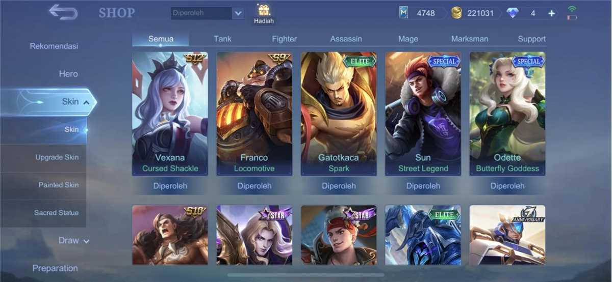 Penjualan akun permainan Mobile Legends