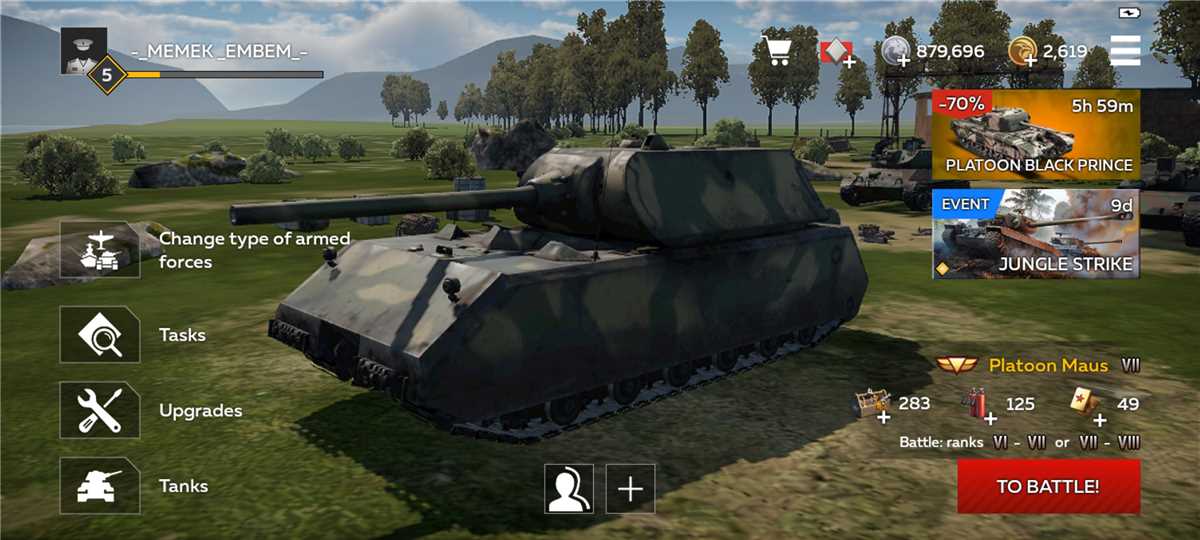Game account sale War Thunder Mobile
